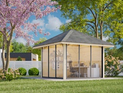 Palmako Pavillon Bianca 8,3 m2 Set 501 Slide Plus mit Isolierglas-Schiebetüren - 28 mm