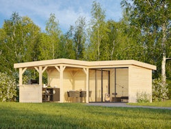 Palmako Gartenhaus Connect Lenna 24,9 m² Set 709 Slide Plus mit Isolierglas-Schiebetüren - 28 mm