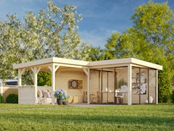 Palmako Gartenhaus Connect Lenna 24,9 m² Set 710 Slide Plus mit Isolierglas-Schiebetüren - 28 mm