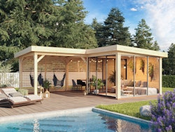 Palmako Gartenhaus Connect Lenna 24,9 m² Set 711 Slide Plus mit Isolierglas-Schiebetüren - 28 mm