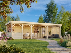 Palmako Gartenhaus Connect Lenna 24,9 m² Set 715 Slide Plus mit Isolierglas-Schiebetüren - 28 mm