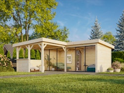 Palmako Gartenhaus Connect Lenna 24,9 m² Set 722 Slide Plus mit Isolierglas-Schiebetüren - 28 mm