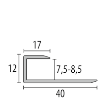 Parkettfreund -Einfassprofil PF 200 U F2 edelstahloptik 900x40 mm - 7,5 - 8,5 mm Aluminium eloxiert Gleitfugenprofil; drehbar; mit glatter Oberfläche