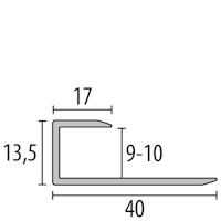 Parkettfreund -Einfassprofil PF 201 U F9 sand 900x40 mm - 9 - 10 mm Aluminium eloxiert Gleitfugenprofil; drehbar; mit glatter Oberfläche