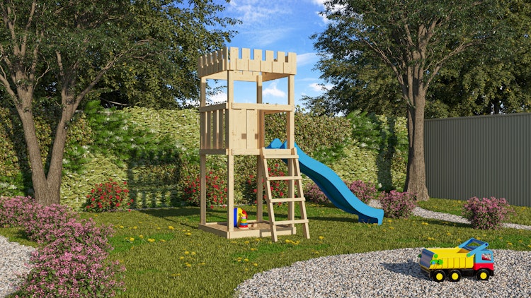 Akubi Kinderspielturm Ritterburg Löwenherz inkl. Wellenrutsche Bild