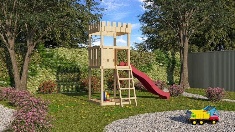 Akubi Kinderspielturm Ritterburg Löwenherz inkl. Wellenrutsche Bild