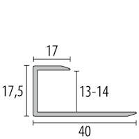 Parkettfreund -Einfassprofil PF 203 U F4 silber 900x40 mm - 13 - 14 mm Aluminium eloxiert Gleitfugenprofil; drehbar; mit glatter Oberfläche