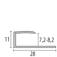 Parkettfreund -Einfassprofil PF 210 H H20 Buche dunkel 900x28 mm - 7,2 - 8,2 mm Holzdekor gerillt; mit Sollbiegestelle