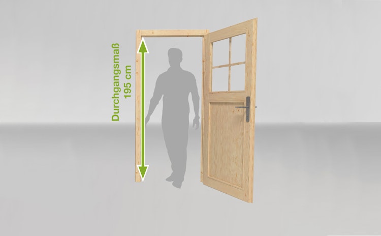 Weka Designhaus 213 A+ inkl. 150 cm Anbau und extra hoher Tür - 28 mm