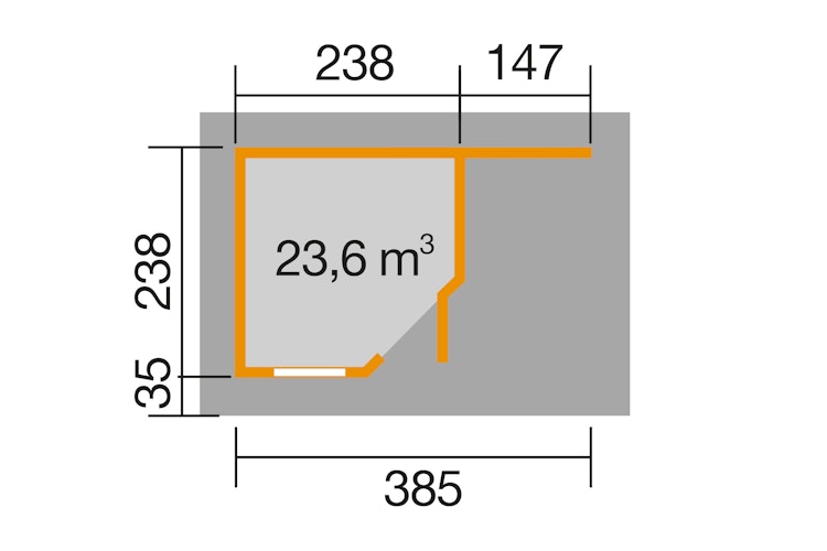 Weka Designhaus 213 A+ inkl. 150 cm Anbau und extra hoher Tür - 28 mm