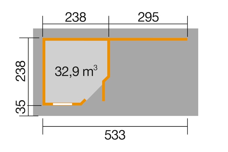 Weka Designhaus 213 B+ inkl. 300 cm Anbau und extra hoher Tür - 28 mm Bild