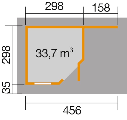 Weka Designhaus 213 A+ inkl. 150 cm Anbau und extra hoher Tür - 28 mm