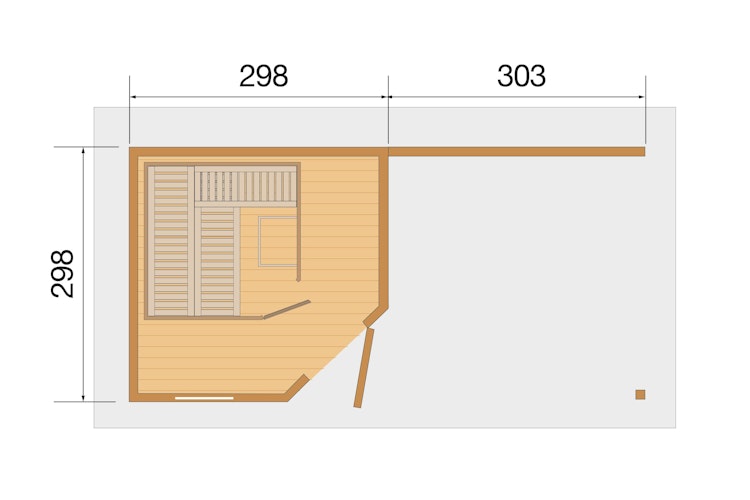 Weka Blockbohlen Saunahaus Salo 2 (mit 303 cm Anbau) inkl. Elementsauna 28/68 mm inkl. gratis Sauna-Set im Wert von 240,40 € (10-teilig) Bild