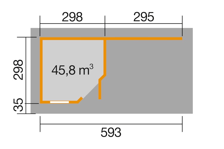 Weka Designhaus 213 B+ inkl. 300 cm Anbau und extra hoher Tür - 28 mm Bild