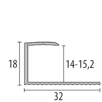 Parkettfreund -Einfassprofil PF 215 H H62 Eiche beige grau 900x32 mm - 14 - 15,2 mm Holzdekor gerillt; mit Sollbiegestelle