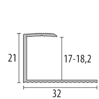 Parkettfreund -Einfassprofil PF 217 F4 silber 900x32 mm - 17 - 18,2 mm Aluminium eloxiert gerillt; mit Sollbiegestelle