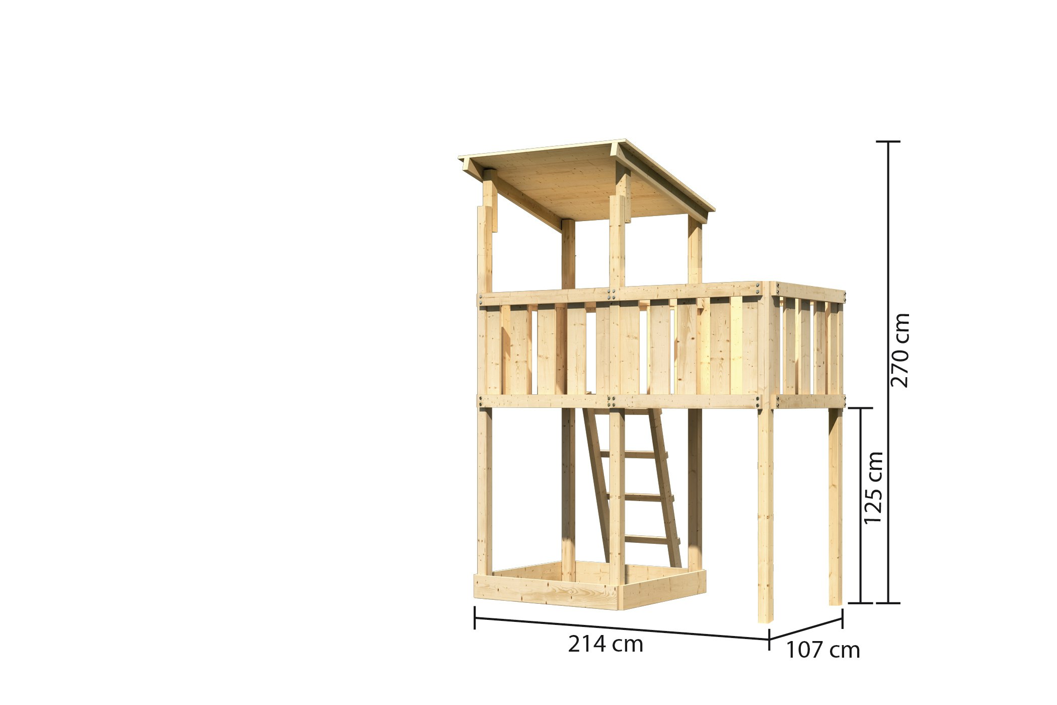 Akubi Kinderspielturm Anna mit Pultdach inkl. Anbauplattform inkl. gratis Zubehörset