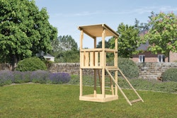 Akubi Kinderspielturm Anna mit Pultdach inkl. Netzrampe inkl. gratis Zubehörset