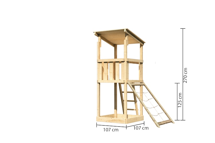 Akubi Kinderspielturm Anna mit Pultdach inkl. Netzrampe Bild