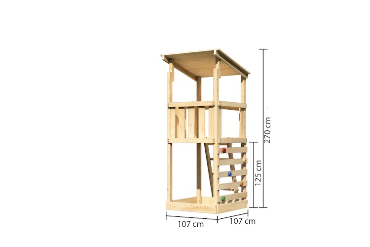 Akubi Kinderspielturm Anna mit Pultdach inkl. Kletterwand ECO Bild