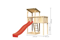 Akubi Kinderspielturm Anna mit Pultdach inkl. Anbauplattform und Wellenrutsche