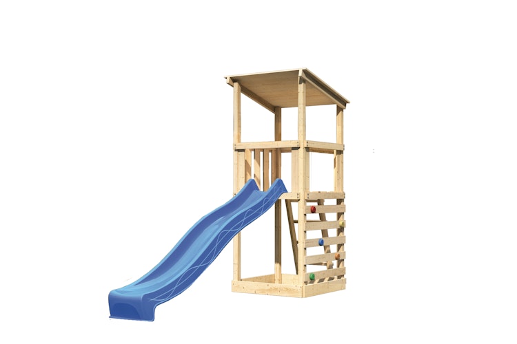 Akubi Kinderspielturm Anna mit Pultdach inkl. Wellenrutsche und Kletterwand