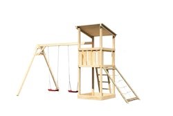 Akubi Kinderspielturm Anna mit Pultdach inkl. Doppelschaukel und Netzrampe