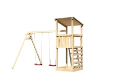 Akubi Kinderspielturm Anna mit Pultdach inkl. Doppelschaukel und Kletterwand