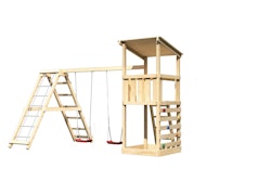 Akubi Kinderspielturm Anna mit Pultdach inkl. Kletterwand, Doppelschaukel und Klettergerüst