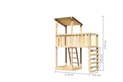 Akubi Kinderspielturm Anna mit Pultdach inkl. Anbauplattform und Kletterwand inkl. gratis Zubehörset