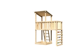 Akubi Kinderspielturm Anna mit Pultdach inkl. Anbauplattform und Kletterwand