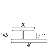 Parkettfreund -Einfassprofil PF 222 F4 silber 900x40 mm - 9 - 11 mm Aluminium eloxiert gerillt; mit Sollbiegestelle