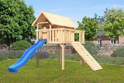 Akubi Stelzenhaus Fidel mit Satteldach inkl. Wellenrutsche und Holzrampe inkl. gratis Einzelschaukel & Zubehörset