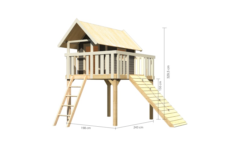 Akubi Stelzenhaus Fidel mit Satteldach inkl. Holzrampe