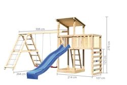 Akubi Kinderspielturm Anna mit Pultdach inkl. Kletterwand, Wellenrutsche, Anbauplattform, Doppelschaukel und Klettergerüst