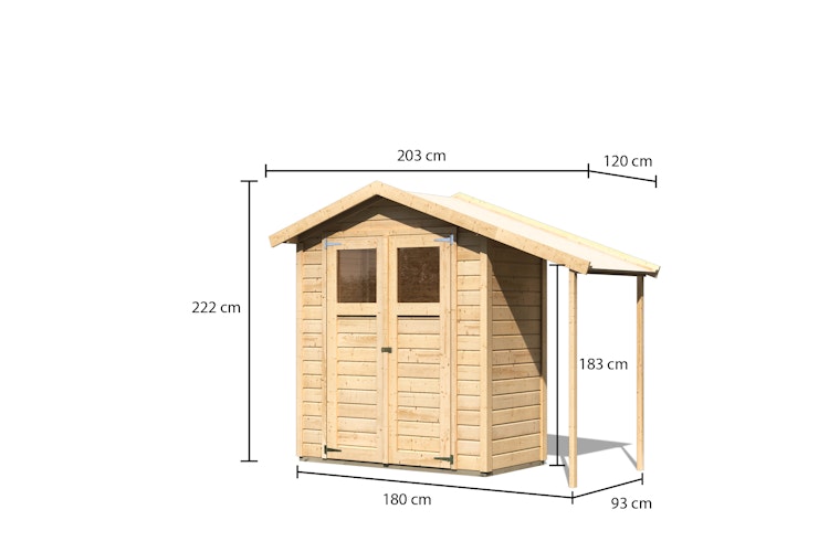 Karibu Gartenhaus Gerätehaus Dana inkl. Schleppdach - 14 mm