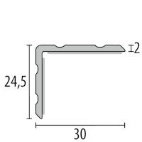 Parkettfreund -Winkelprofil PF 234 SK F4 silber 1000x30 mm - 0 - 21,5 mm Aluminium eloxiert gerillt; doppelt SK (Kleber innen auf beiden Profilschenkeln)