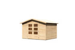 Karibu Woodfeeling Gartenhaus Amberg 2/3/4/5 naturbelassen - 19 mm inkl. gratis Innenraum-Pflegebox im Wert von 99€