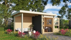 Karibu Woodfeeling Gartenhaus Kandern 1/2/3 mit 235 cm Schleppdach + Rückwand inkl. gratis Innenraum-Pflegebox im Wert von 99€