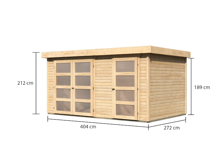 Karibu Woodfeeling Gartenhaus Mühlentrup 2 Zweiraumhaus - 19 mm inkl. gratis Innenraum-Pflegebox im Wert von 99€