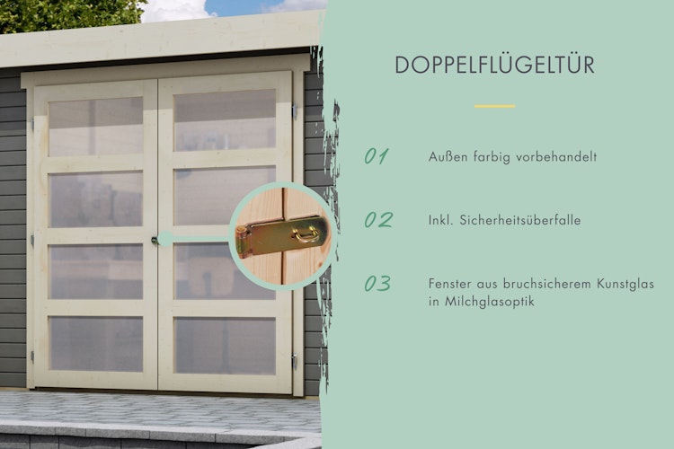 Karibu Woodfeeling Gartenhaus Mühlentrup 2 Zweiraumhaus - 19 mm inkl. gratis Innenraum-Pflegebox im Wert von 99€