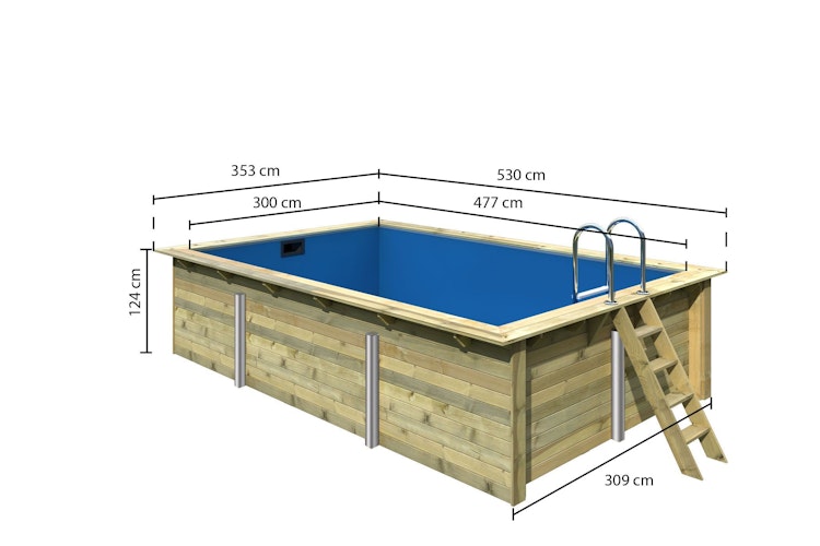 Karibu Rechteck Pool Gr. 3 - 350 x 530 cm - kesseldruckimprägniert inkl. gratis Pool-Pflegeset (Gesamtwert 69 €)