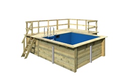 Karibu Rechteck Pool Gr. 1 - 350 x 320 cm - kesseldruckimprägniert inkl. gratis Sandfilteranlage & Pool-Pflegeset