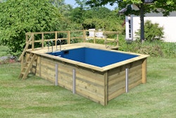 Karibu Rechteck Pool Gr. 2 - 350 x 440 cm - kesseldruckimprägniert inkl. gratis Sandfilteranlage & Pool-Pflegeset