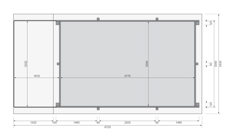 Karibu Rechteck Pool Gr. 3 - 350 x 530 cm - kesseldruckimprägniert inkl. gratis Pool-Pflegeset (Gesamtwert 69 €)