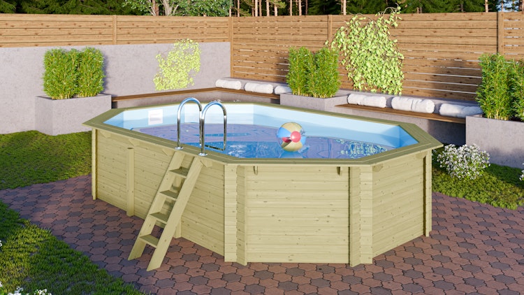 Karibu Pool Modell 4 Classic A/B/C/D 610 x 400 cm - kesseldruckimprägniert inkl. gratis Pool-Pflegeset (Gesamtwert 69 €) Bild