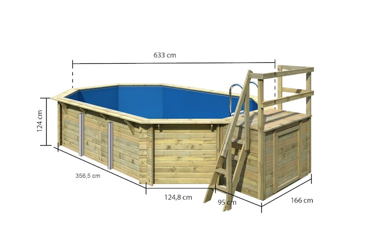 Karibu Pool Modell 4 Classic A/B/C/D 610 x 400 cm - kesseldruckimprägniert inkl. gratis Pool-Pflegeset (Gesamtwert 69 €) Bild