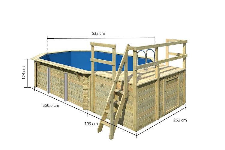 Karibu Pool Modell 4 Classic A/B/C/D 610 x 400 cm - kesseldruckimprägniert inkl. gratis Pool-Pflegeset (Gesamtwert 69 €) Bild