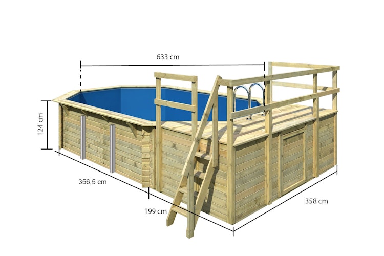 Karibu Pool Modell 4 Classic A/B/C/D 610 x 400 cm - kesseldruckimprägniert inkl. gratis Pool-Pflegeset (Gesamtwert 69 €) Bild