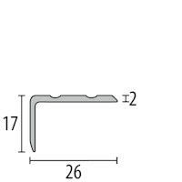 Parkettfreund -Winkelprofil PF 237 F4G silber fein geschliffen 1000x26 mm - 0 - 14 mm Aluminium eloxiert fein geschliffen einfach biegbar; gerillt